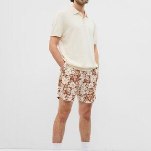 GAP Men's 7" Linen-Cotton Shorts, floral print